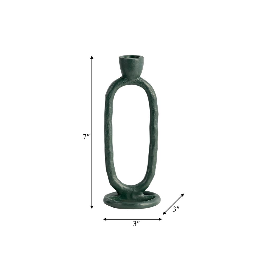 Metal, 8" Open Oval Taper Candleholder, Dark Green. Picture 9