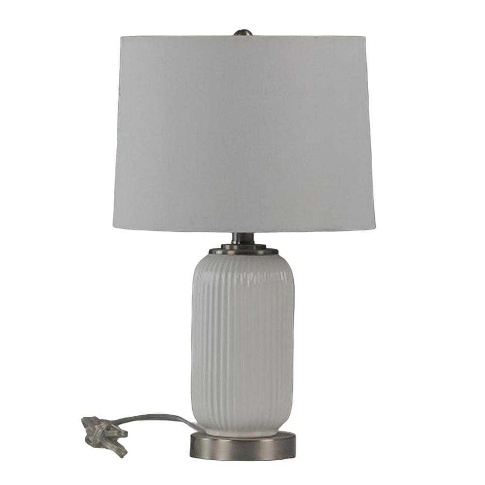 S/2 Ceramic 20" Table Lamp, White. Picture 1