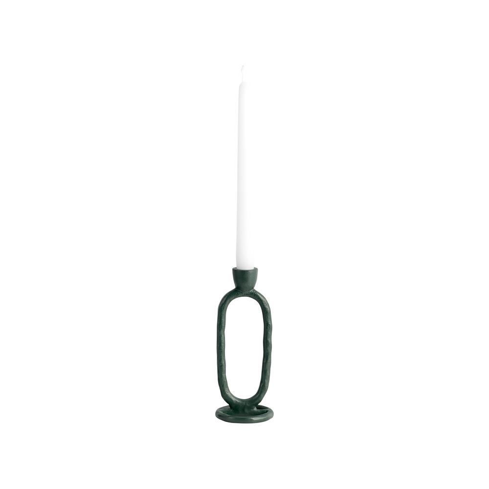Metal, 8" Open Oval Taper Candleholder, Dark Green. Picture 4