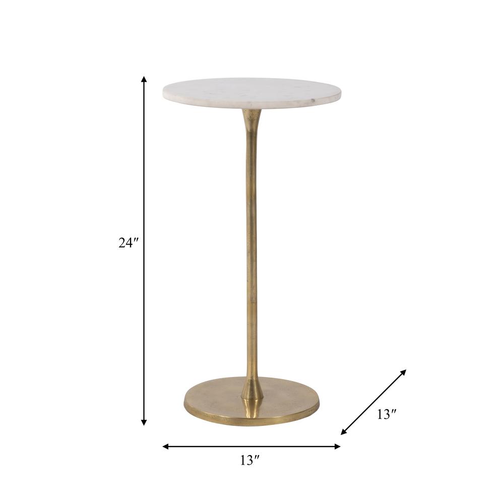 Metal, 24"h Round Drink Table, Gold/white. Picture 7