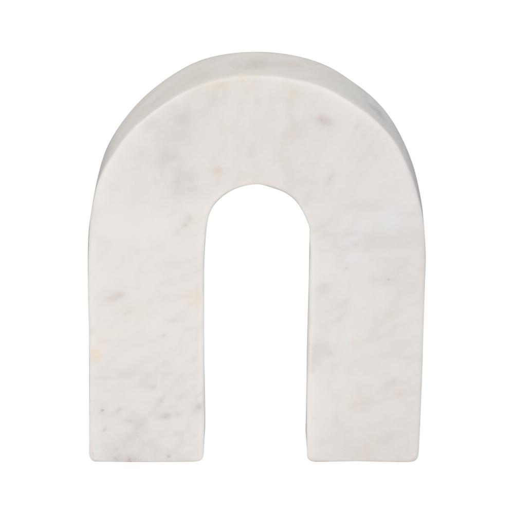 Marble, 7"h Horseshoe Tabletop Deco, White. Picture 1