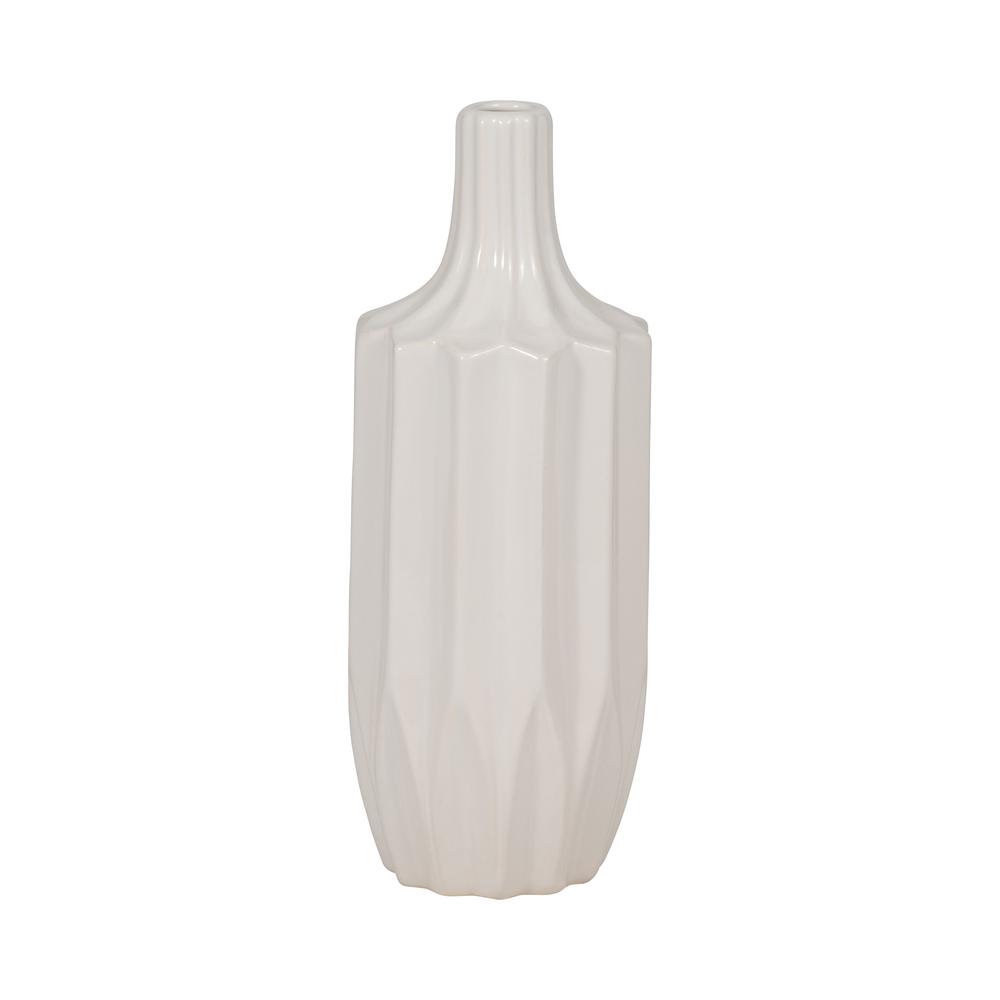 Cer, 13" Fluted Vase, White. Picture 2