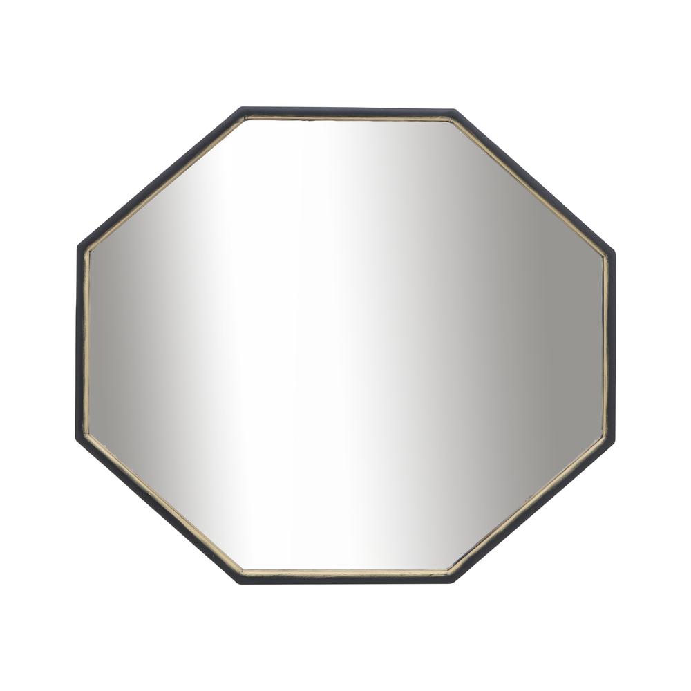 Metal, 32x28 Octagonal Mirror, Black/gld Wb. Picture 1