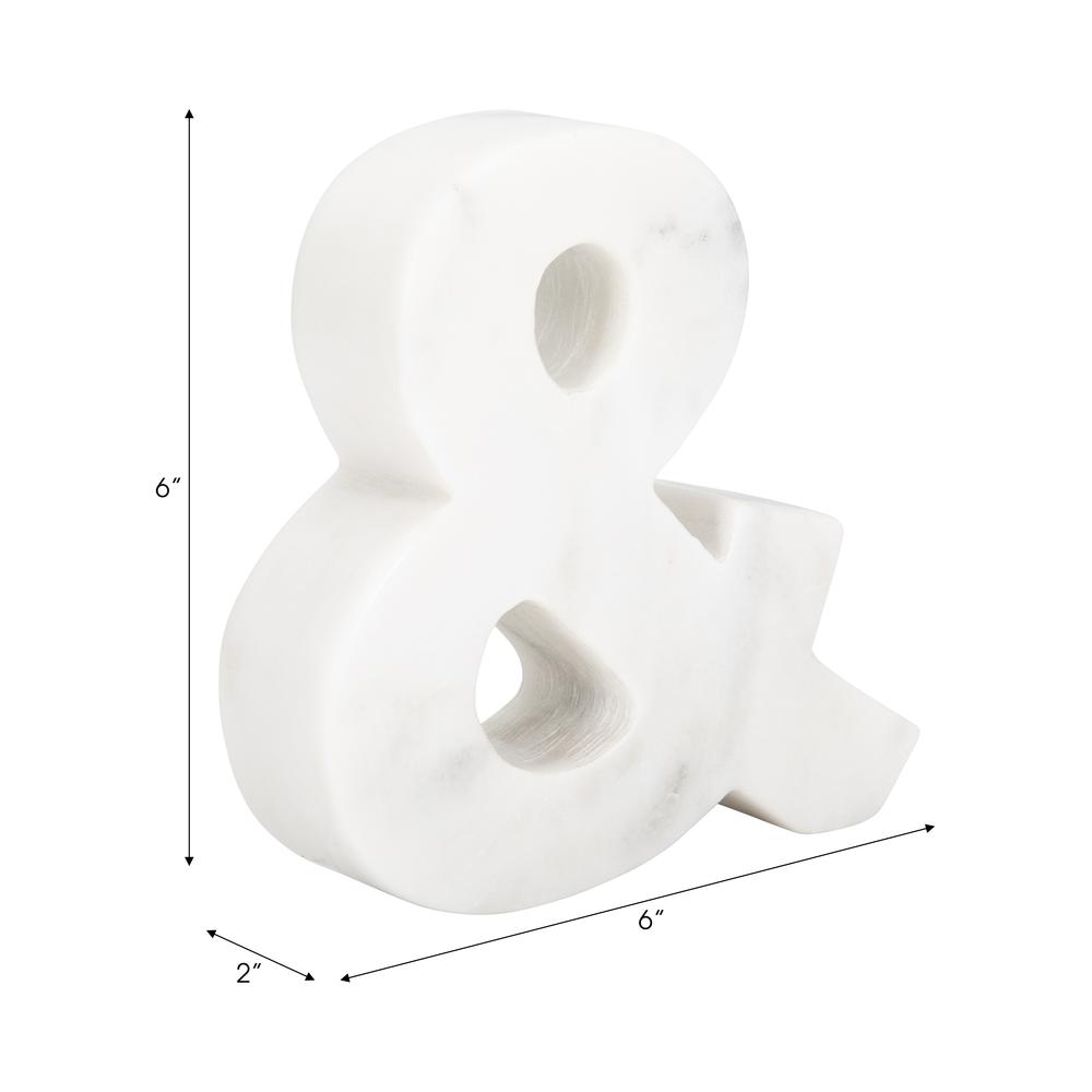 6" Marble Ampersand "&", White. Picture 8
