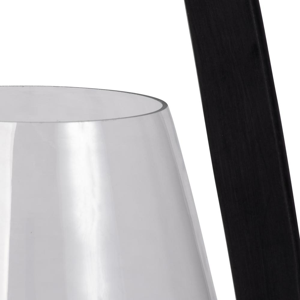 15"h Glass Lantern W/ Wood Handle, Black. Picture 4