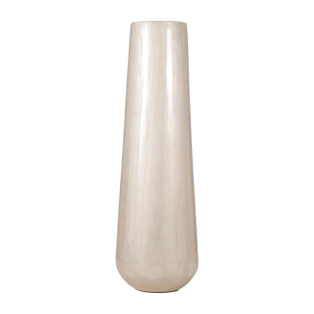 Metal 24"h Alabastron Vase, Pearl White. Picture 2