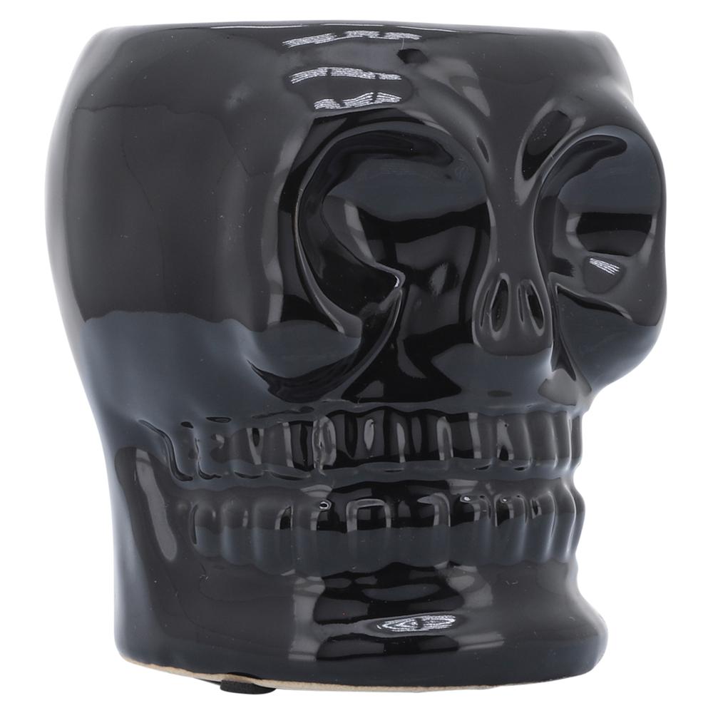 Cer, 5" Skull Vase, Black. Picture 2
