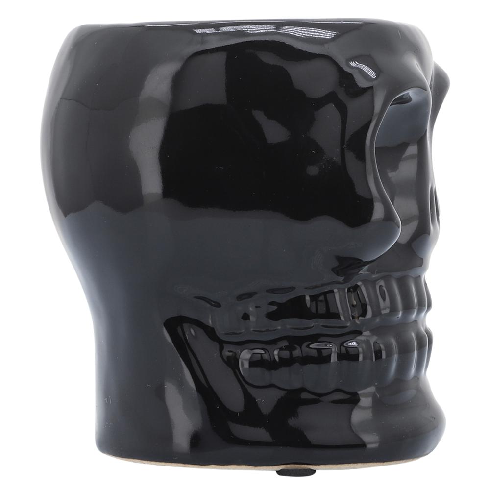 Cer, 5" Skull Vase, Black. Picture 4