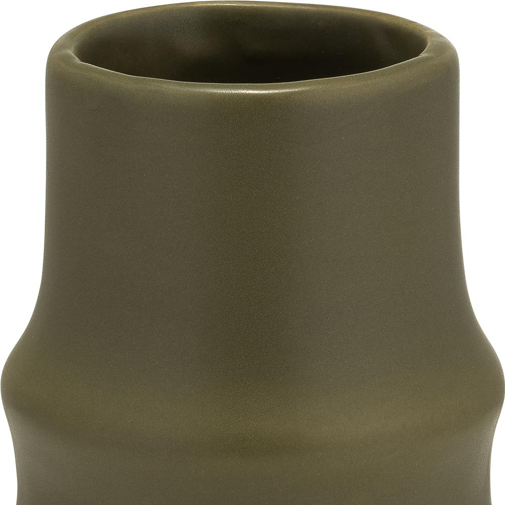 Cer,11",ring Pattern Vase,olive. Picture 4
