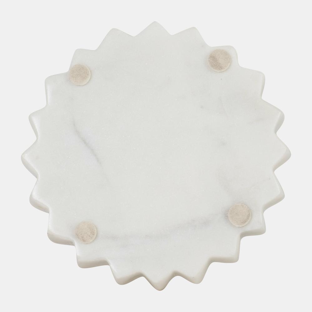 Marble, 5x5 Flower Trinket Tray, White. Picture 4