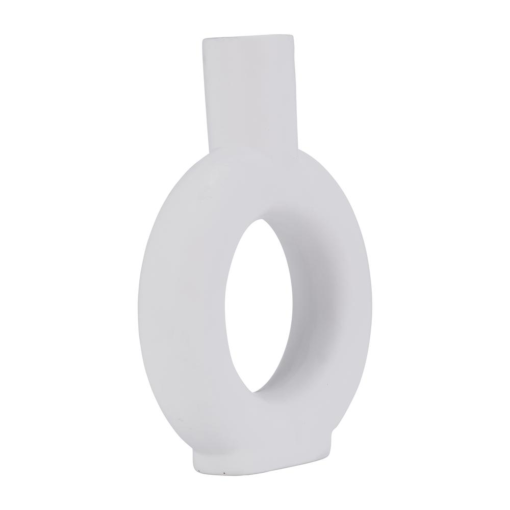 Cer, 9" Round Cut-out Vase, White. Picture 3