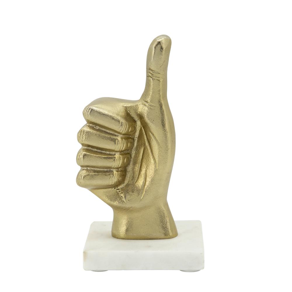 8" Metal Thumbs Up, Gold. Picture 1