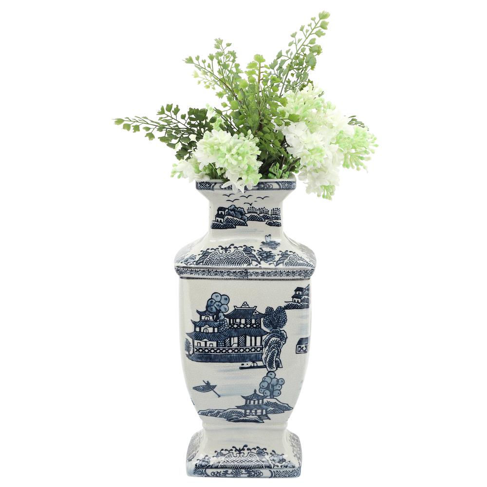 Cer, 15"h Chinoiserie Vase, Blue. Picture 4