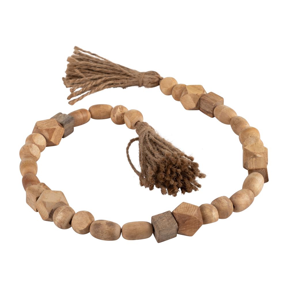 Wood, 31" Bead Garland, Natural. Picture 2