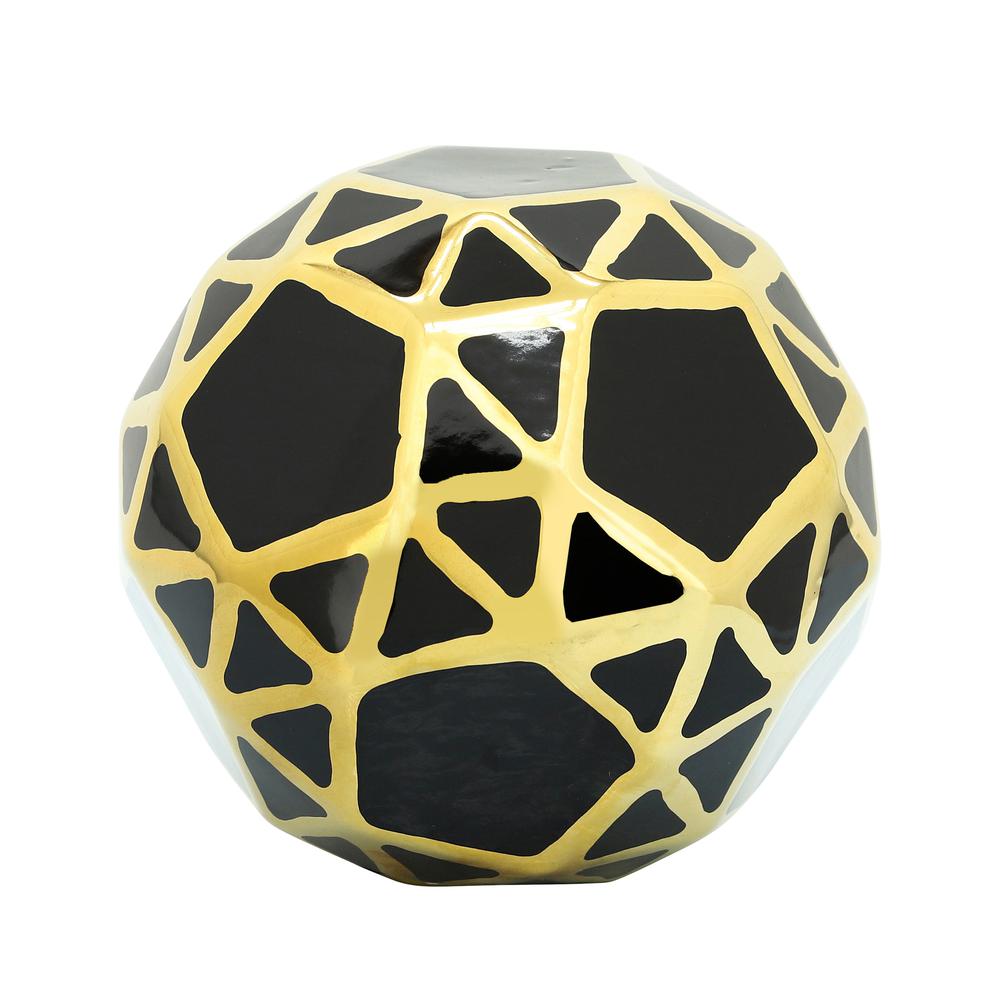 Ceramic Orb 6" Black/gold. Picture 1