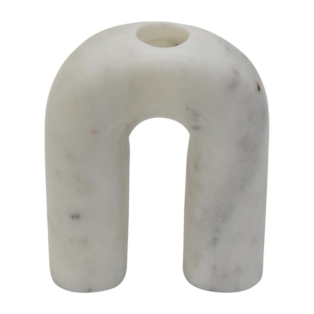 Marble, 5" Taper Candleholder, White. Picture 1