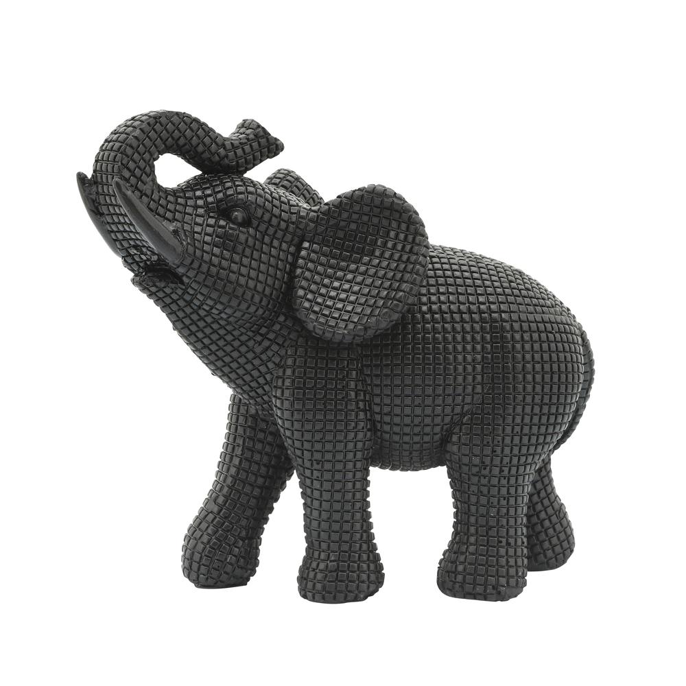 Resin 7" Elephant Table Accent, Black. Picture 1