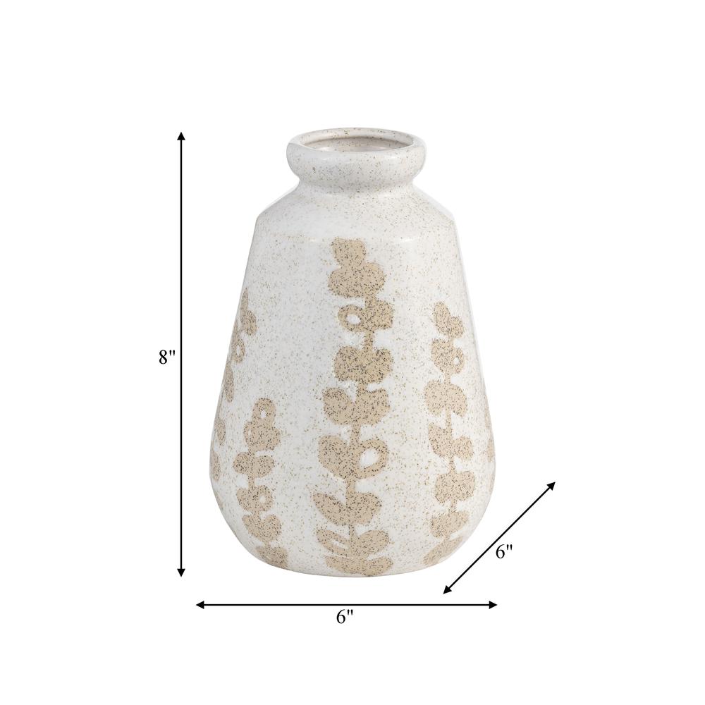 Cer, 8"h Botanical Vase, Ivory. Picture 8