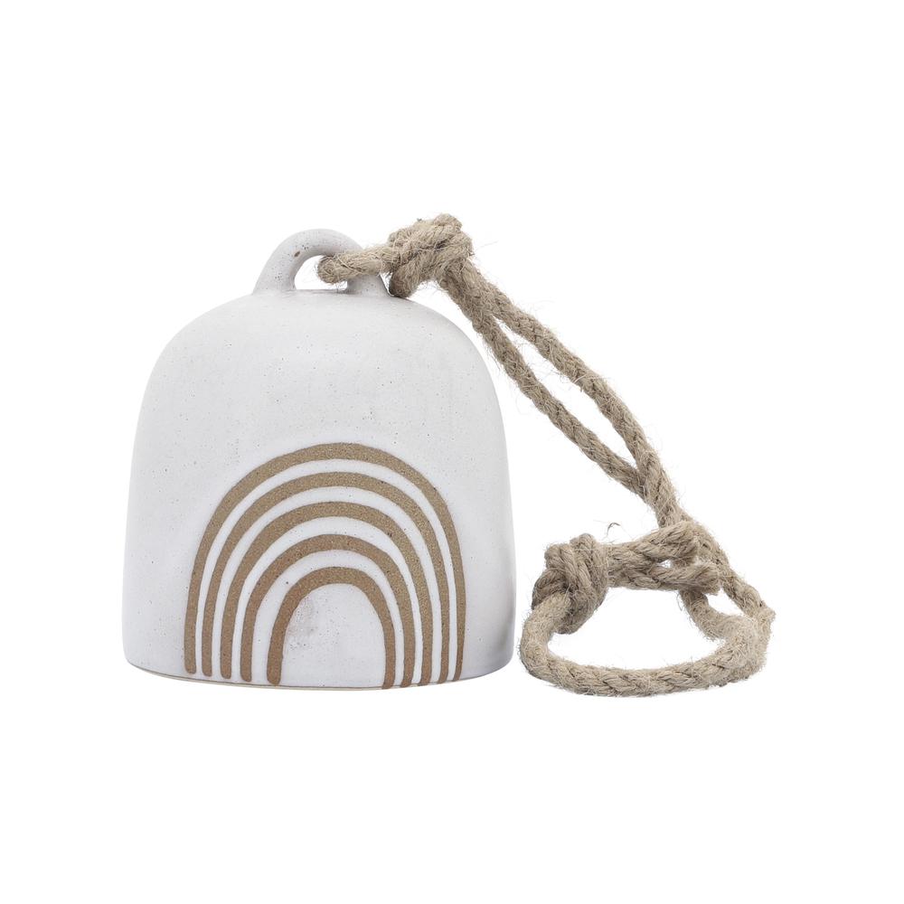 Cer, 4" Hanging Bell Rainbow, White/beige. Picture 2