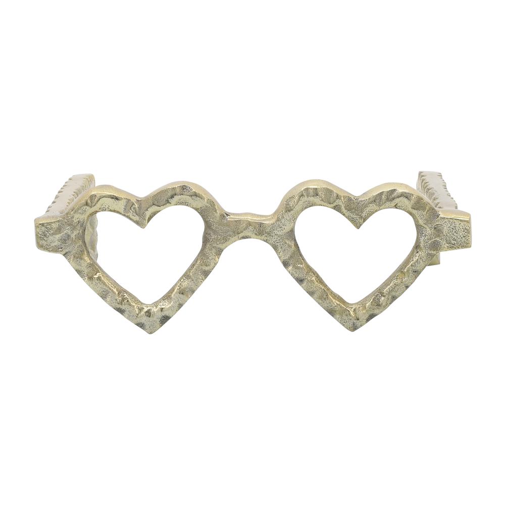 Metal Heart Shaped Glasses, Gold. Picture 2
