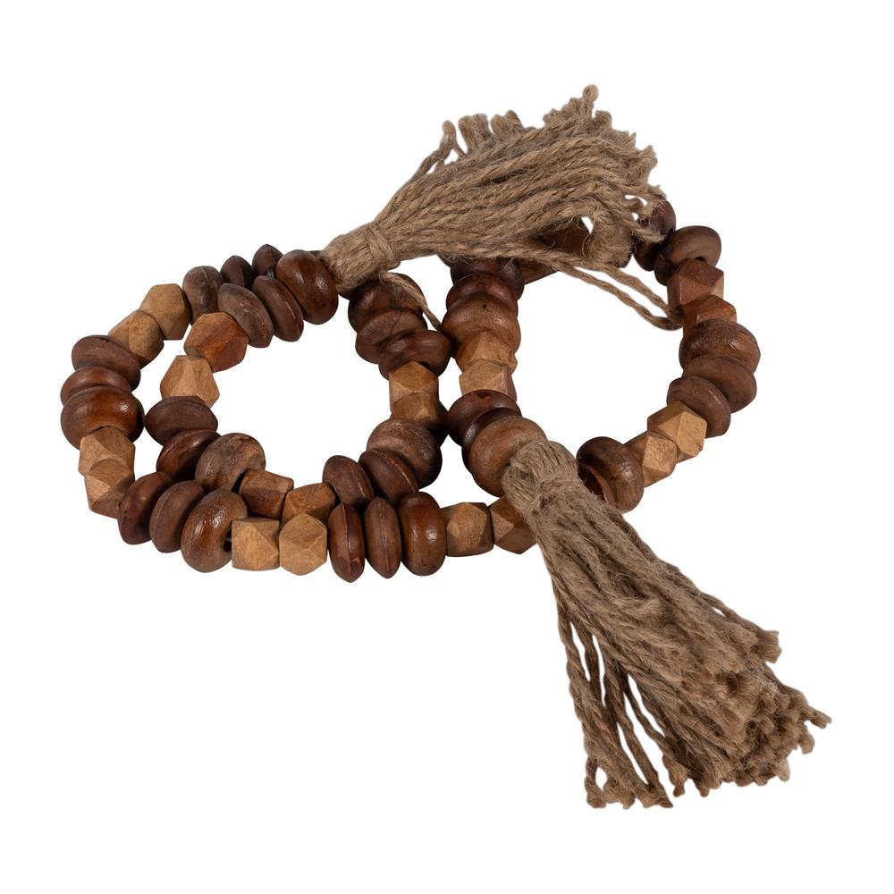 Wood, 33" 2-tone Bead Garland, Natural. Picture 4