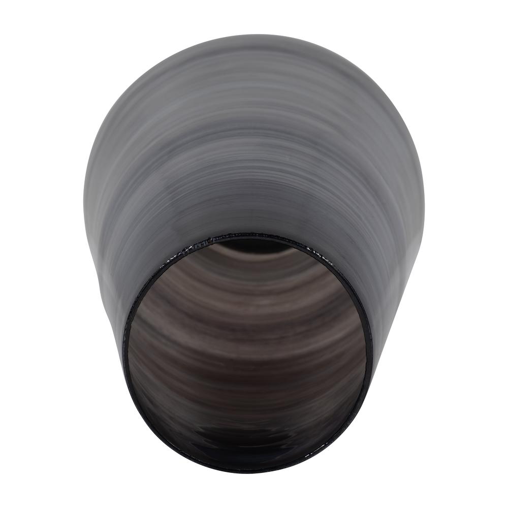 Glass, 15" Enameled Vase, Gray/black. Picture 5