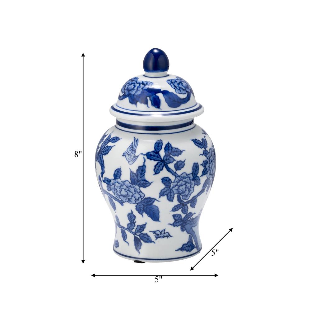 Cer, 8"h Temple Jar, Blue/white. Picture 7