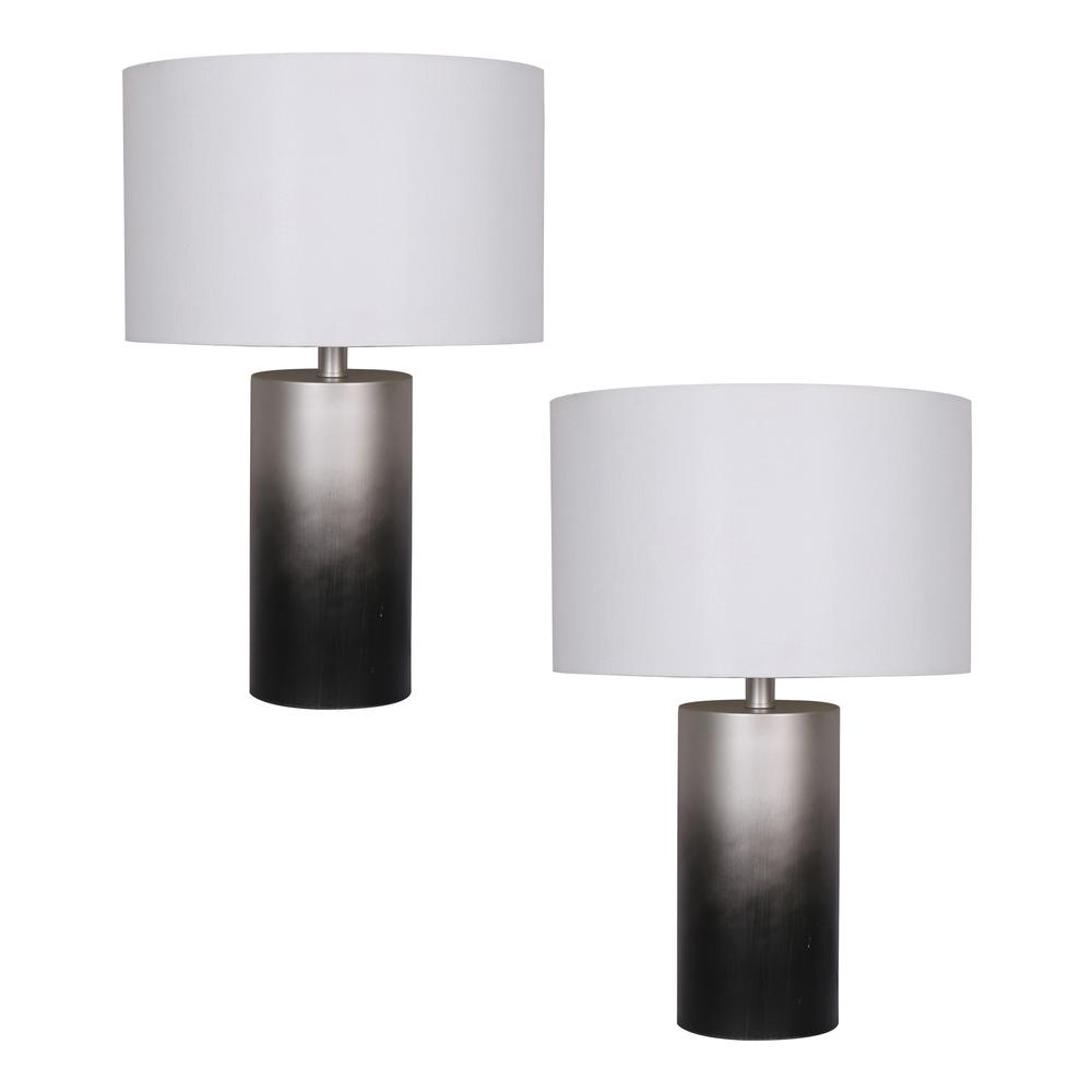 s/2, Metal 22" Ombre Table Lamps, Blk/slvr. Picture 1