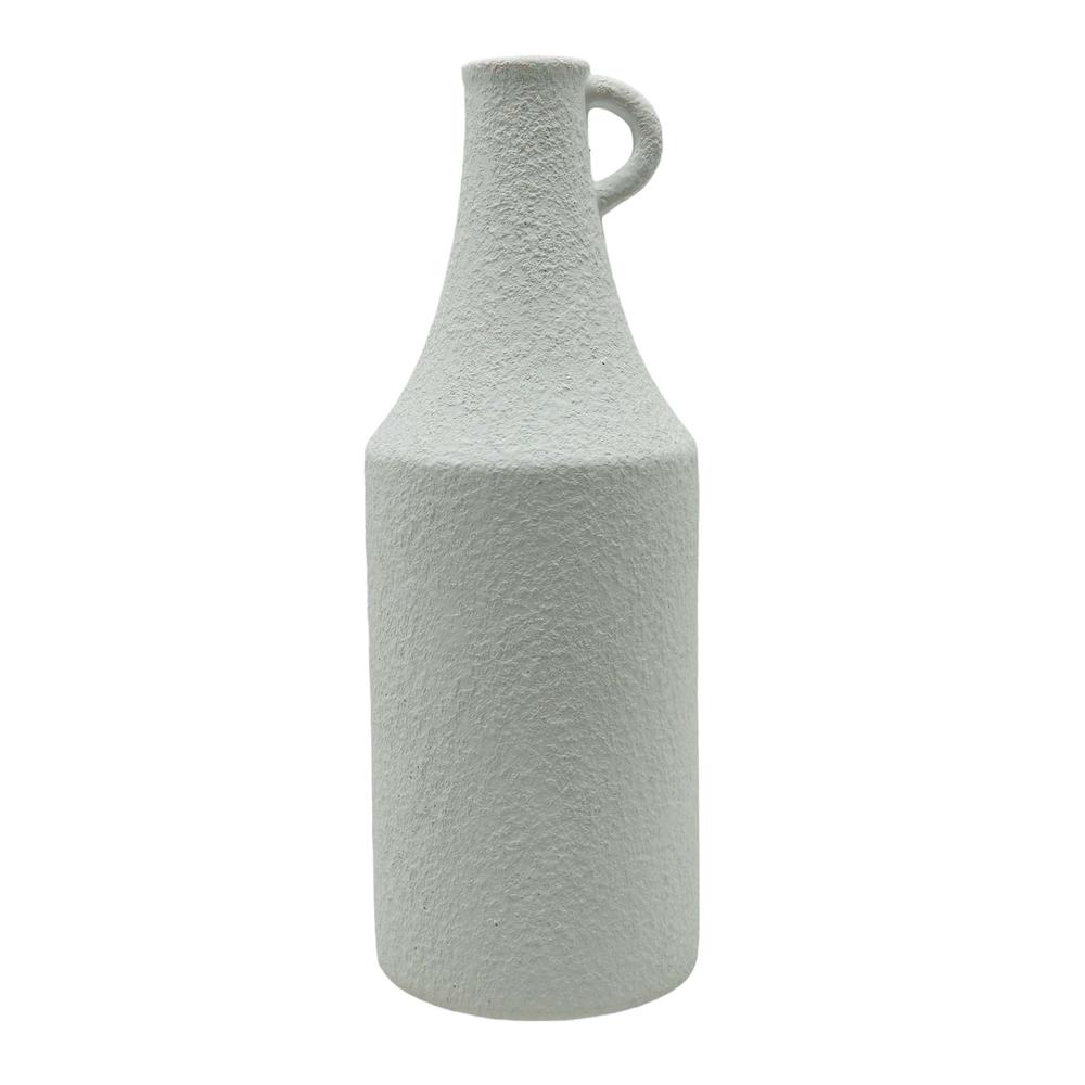 12" Rough Texture Bottle Vase, White. Picture 1