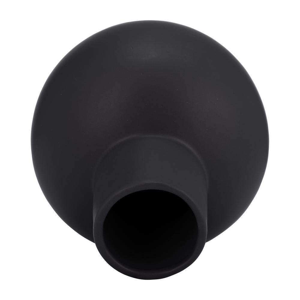 Cer, 8"h Bulbous Vase, Black. Picture 4
