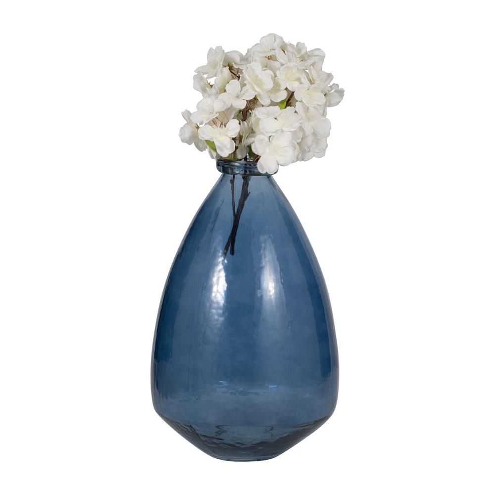 Glass, 15" Balloon Vase, Blue. Picture 3