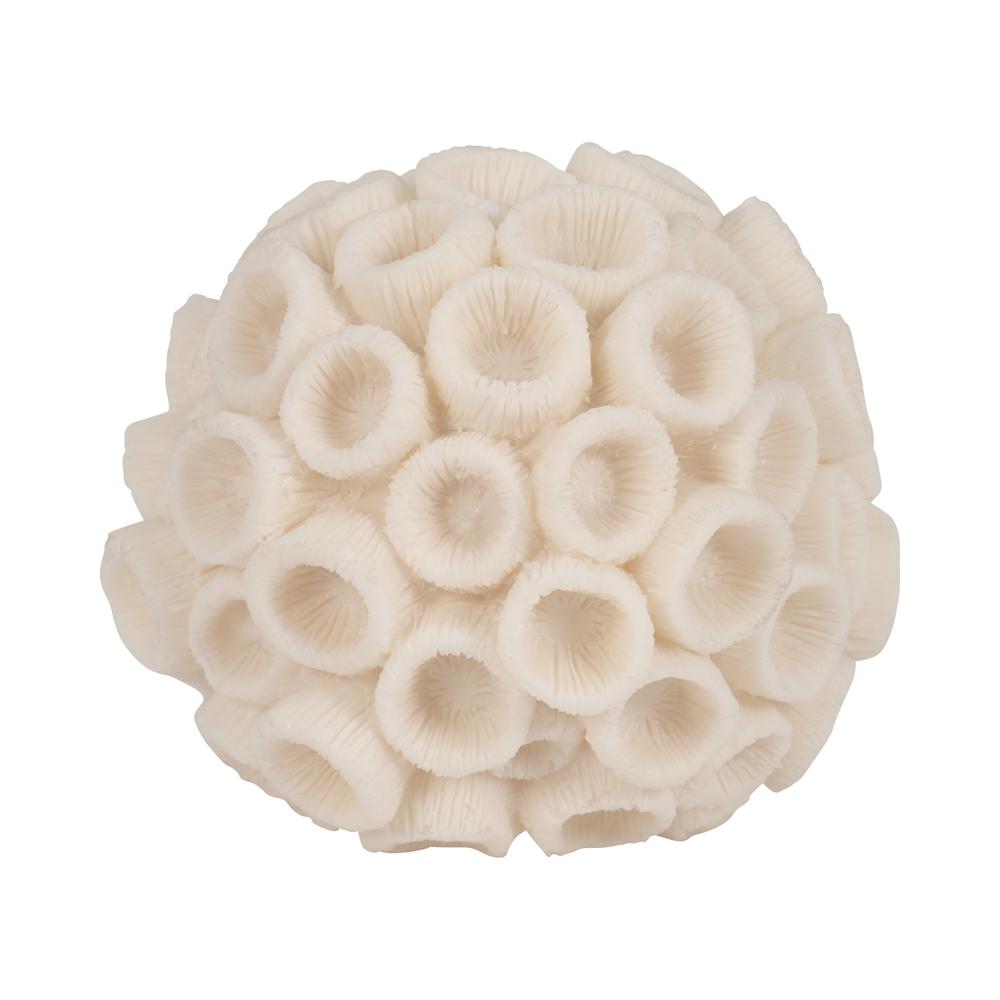 6" Round Coral Orb, Ivory. Picture 1