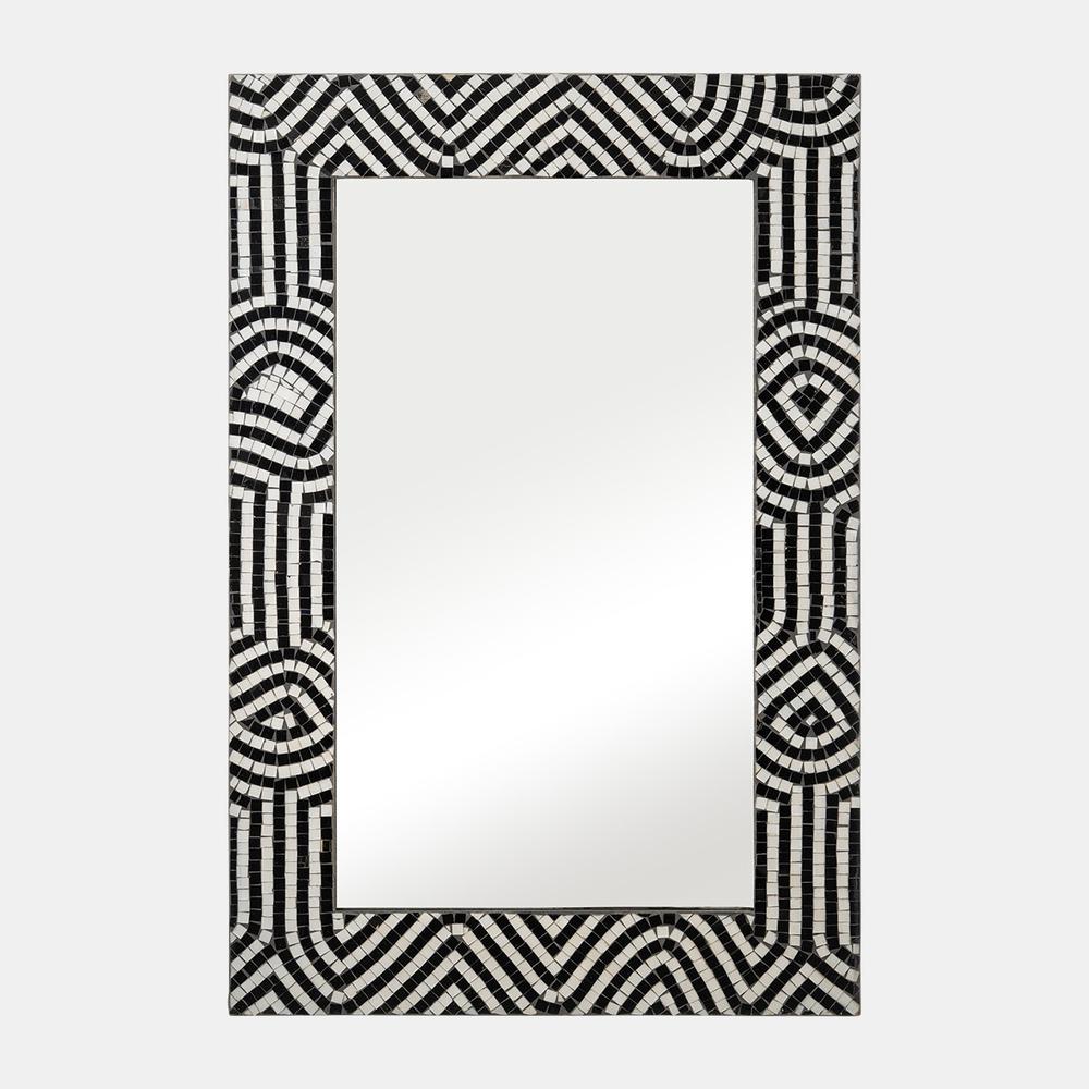 Mosaic 24x36 Modern Tiled Rect Mirror Blk/wht. Picture 1