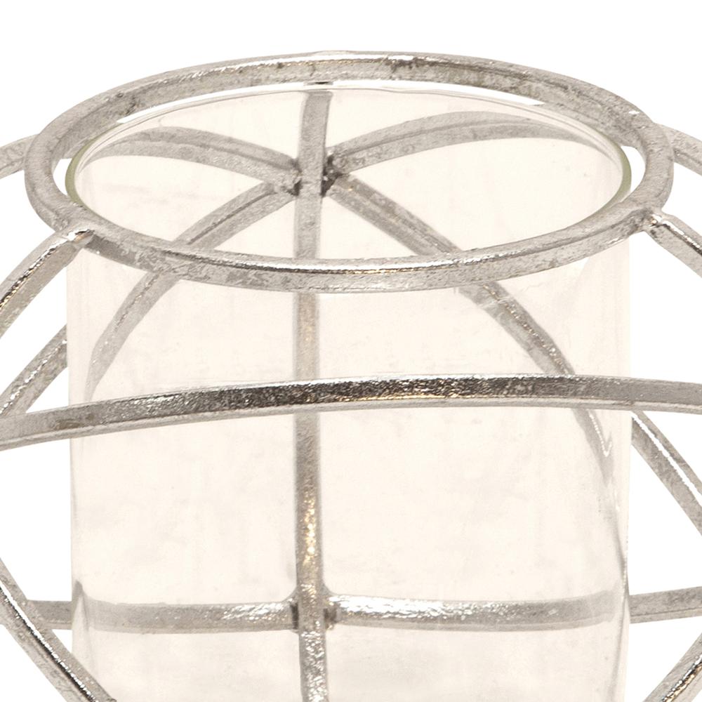 S/2 6" Orb Candle Holder , Silver. Picture 6