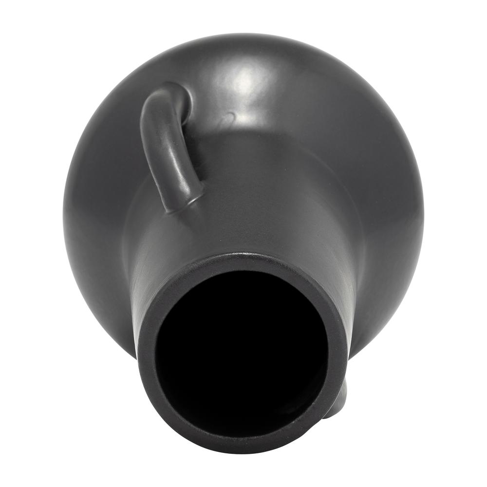 Cer,8",vase W/handles,black. Picture 7