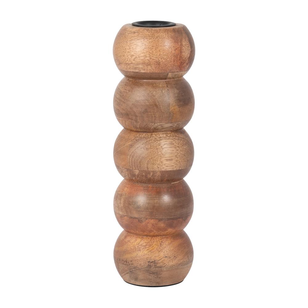 Wood, 8" Ribbed Votive Holder, Natural. Picture 1