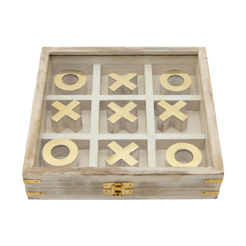 Wood 8x8 Tic Tac Toe, White. Picture 2