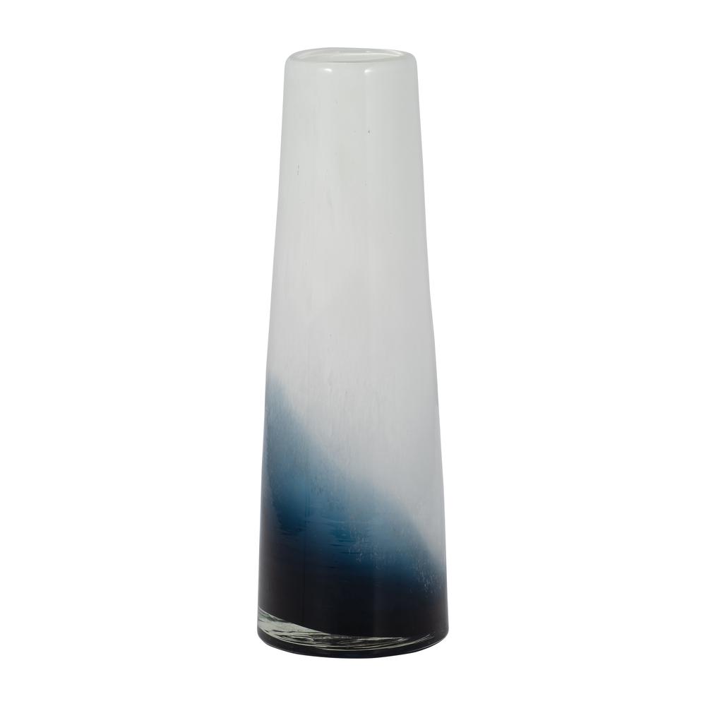 Glass, 15" Blue Waters Vase, Blue/white. Picture 2