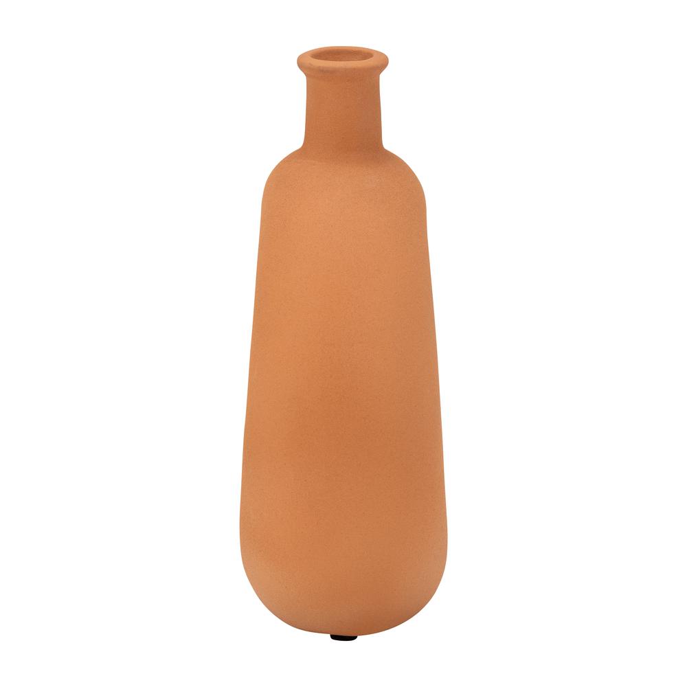 Cer, 8"h Round Cut-out Vase, Terracotta. Picture 3