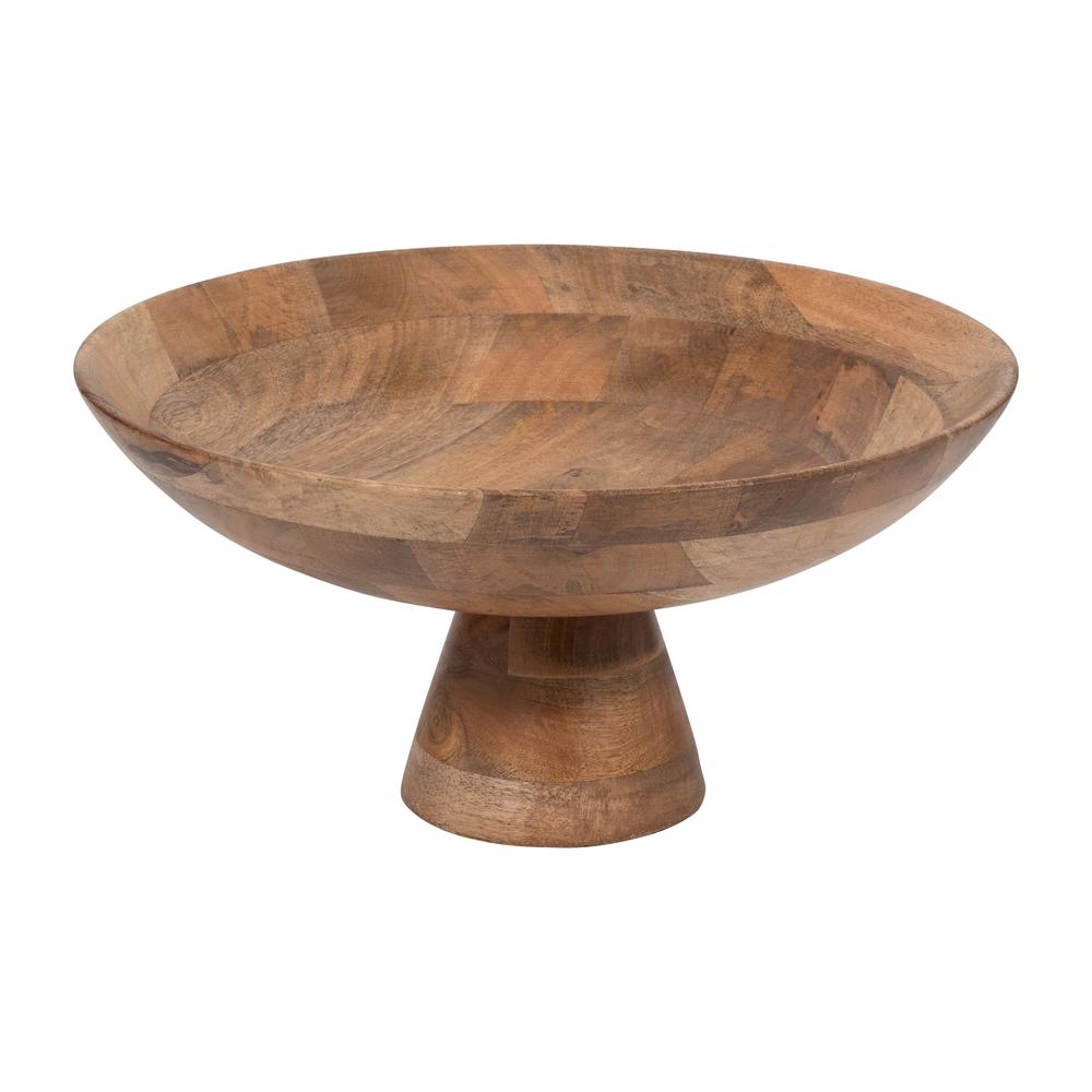 Wood, 15" Bowl On Pedestal, Natural. Picture 3