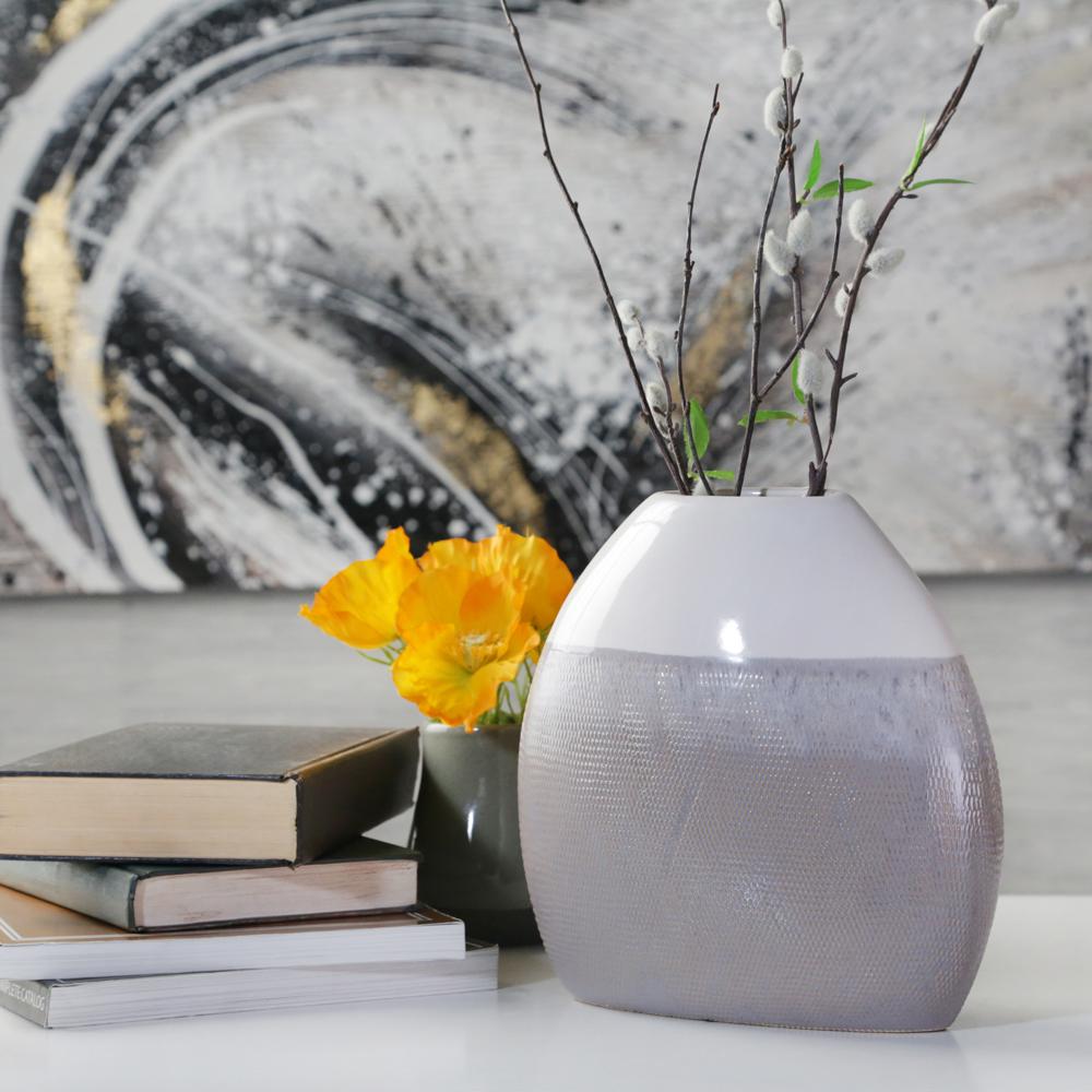 Ceramic 9" Vase, Multi Gray. Picture 4