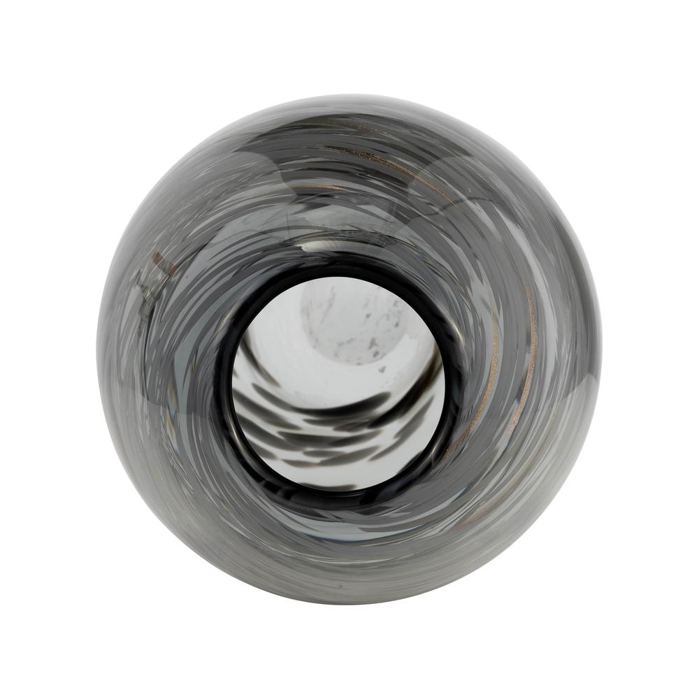 Glass, 13"h Swirl Vase, Black. Picture 6