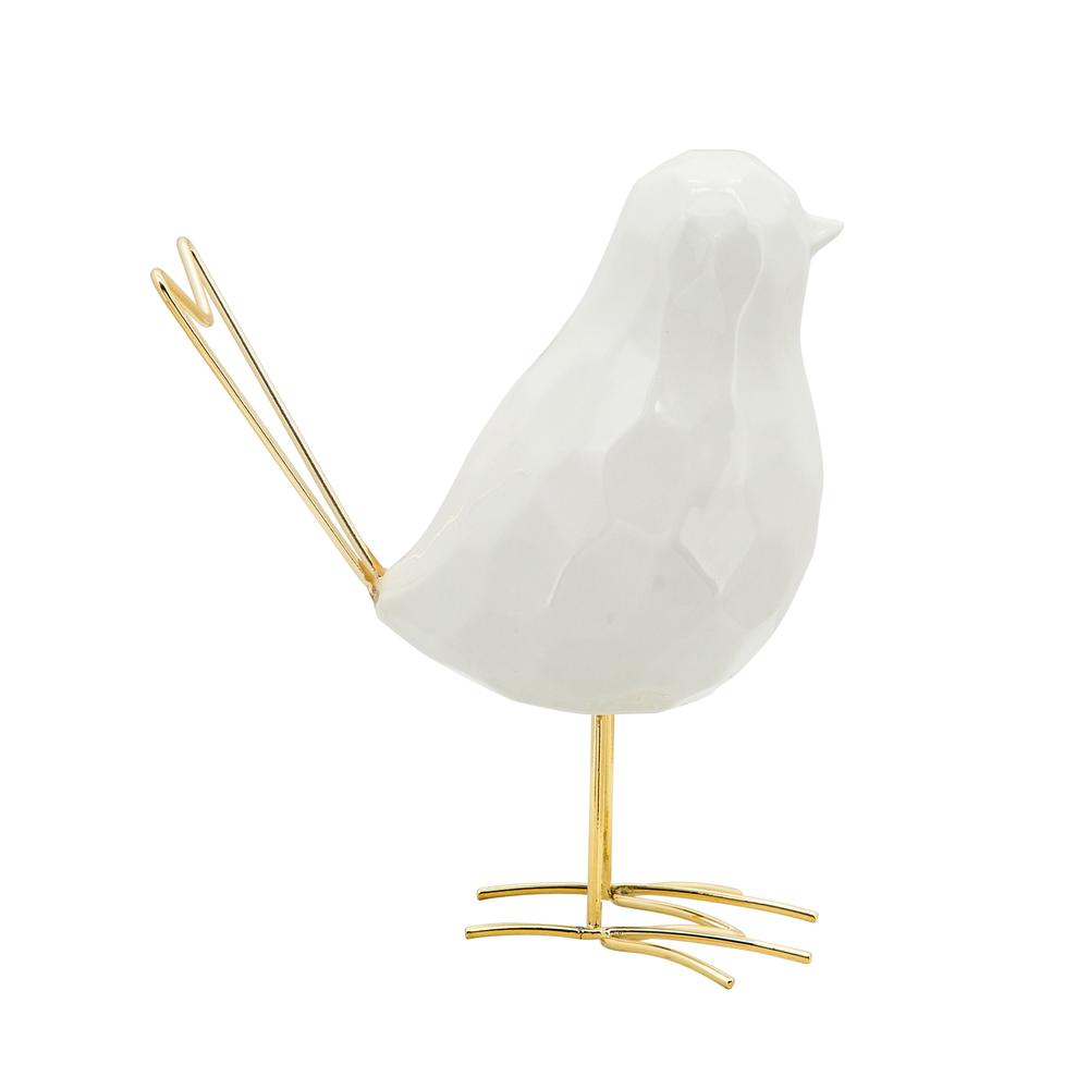 8"h Bird Statuette, White. Picture 4
