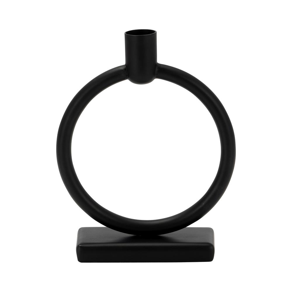 Metal,7"h, Circle Taper Candle Holder,black. Picture 1