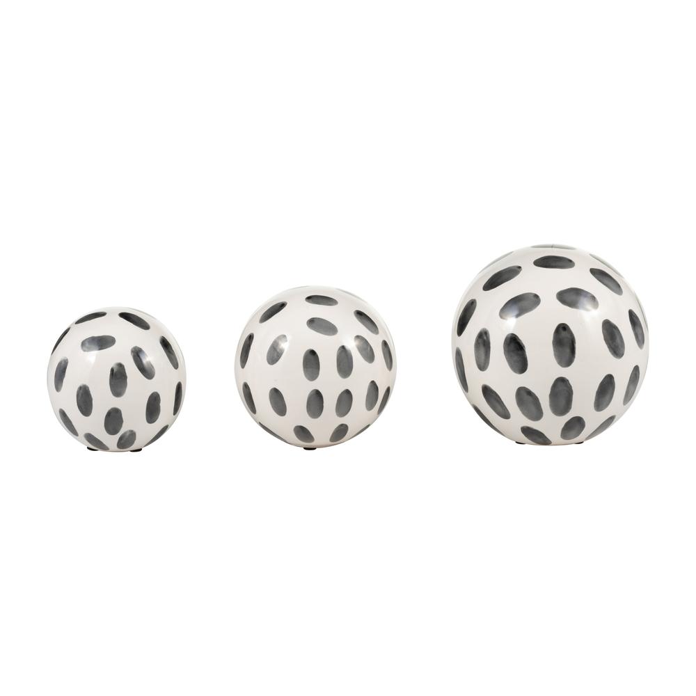 Cer, S/3 4/5/6" Spotted Orbs, Blk/wht. Picture 4