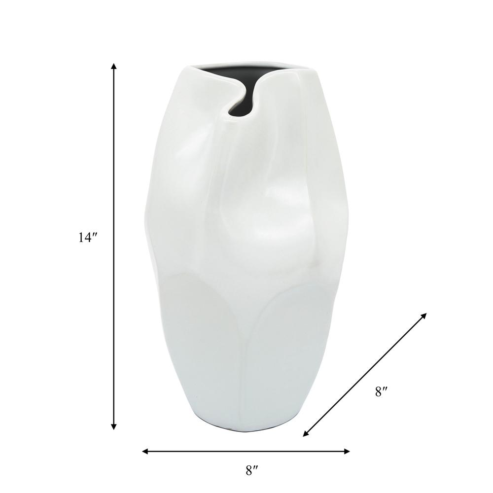 Cer, 14"h Abstract Vase, White. Picture 2