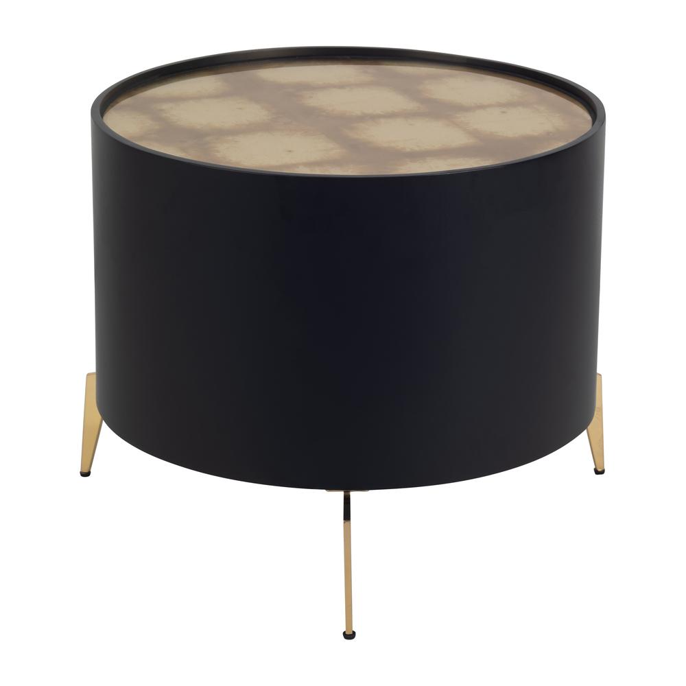 Wood,24" Gold Leaf Top Side Table, Blk/gld. Picture 2