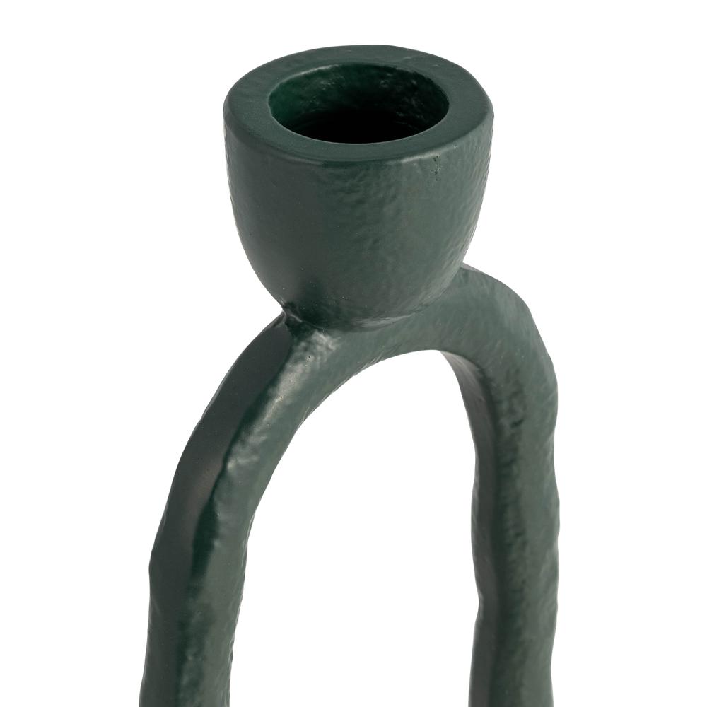 Metal, 8" Open Oval Taper Candleholder, Dark Green. Picture 5