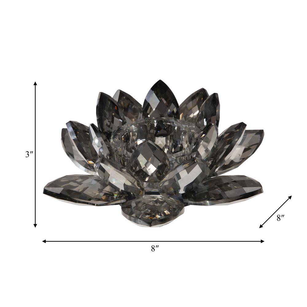 Black Crystal Lotus Votive Holder 8". Picture 8