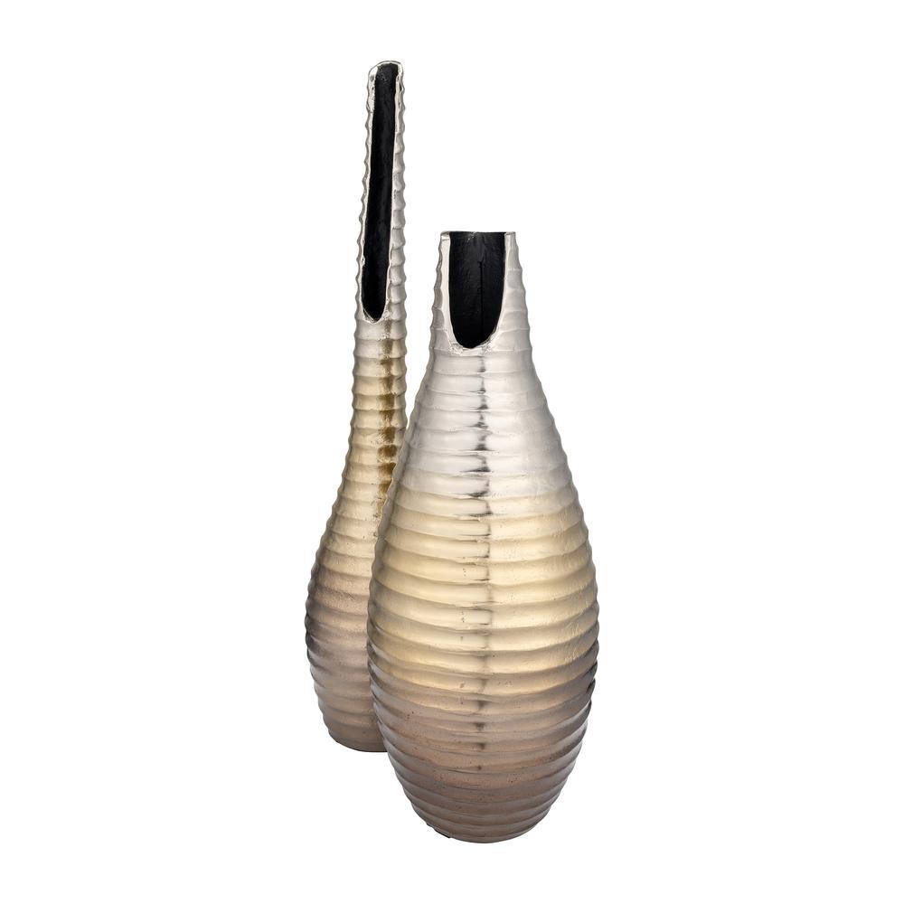 Metal,26",shell Elongated Vase,gold. Picture 9